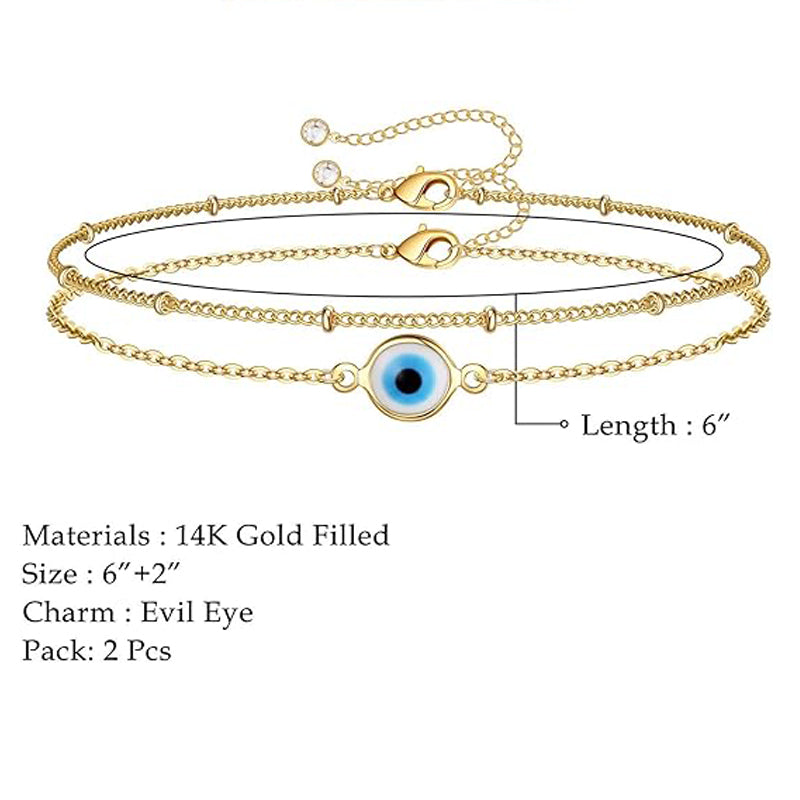 Dainty Gold Bracelets For Women, 14K Gold Filled Adjustable Layered Bracelet Cute Oval Chain  Bar Gold Bracelets For Women Jewelry