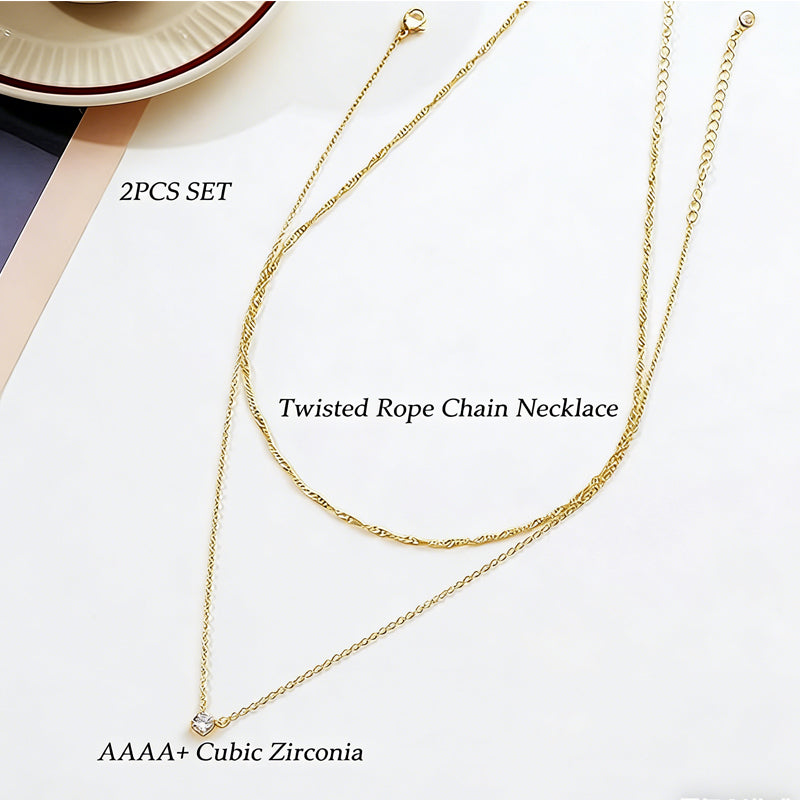 Dainty Diamond Solitaire Pendant Necklaces For Women, 14K Gold Plated Single Round Cubic Zirconia Square Simulated Diamond Choker Necklace Jewelry Gifts