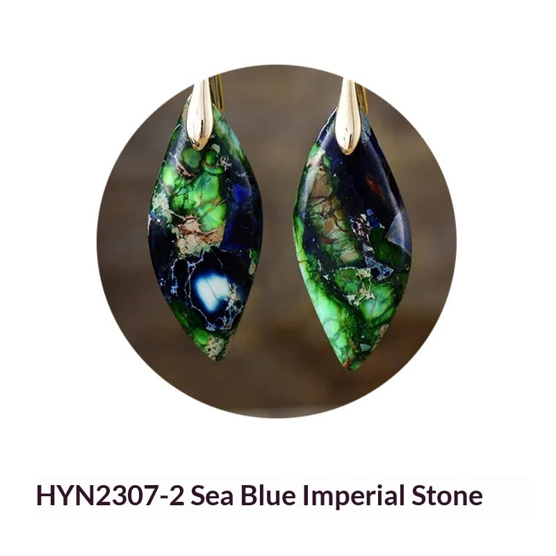 Natural Imperial Stone Leaf-Shaped Pendant Necklace