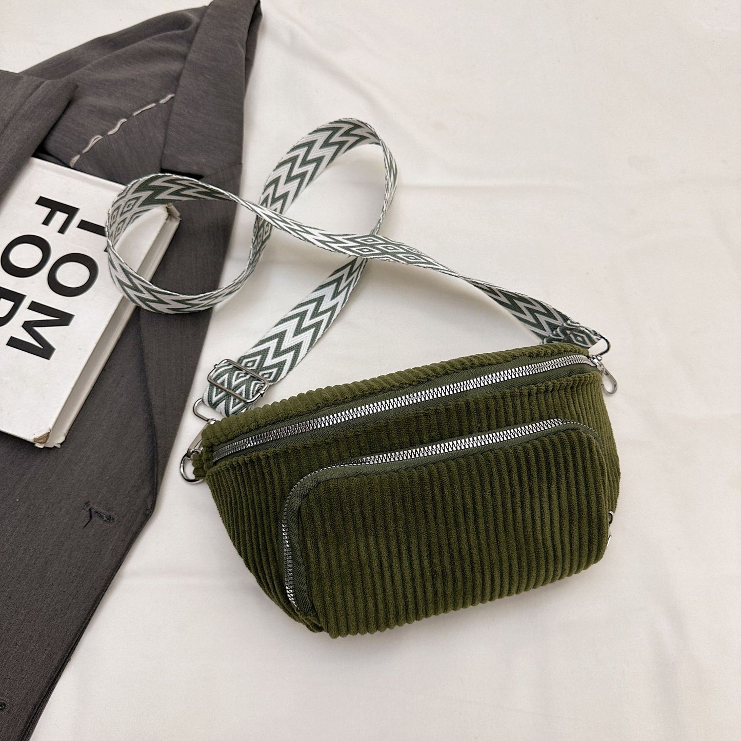 Stylish Corduroy Casual Minimalist Lightweight Crossbody Bag For Women