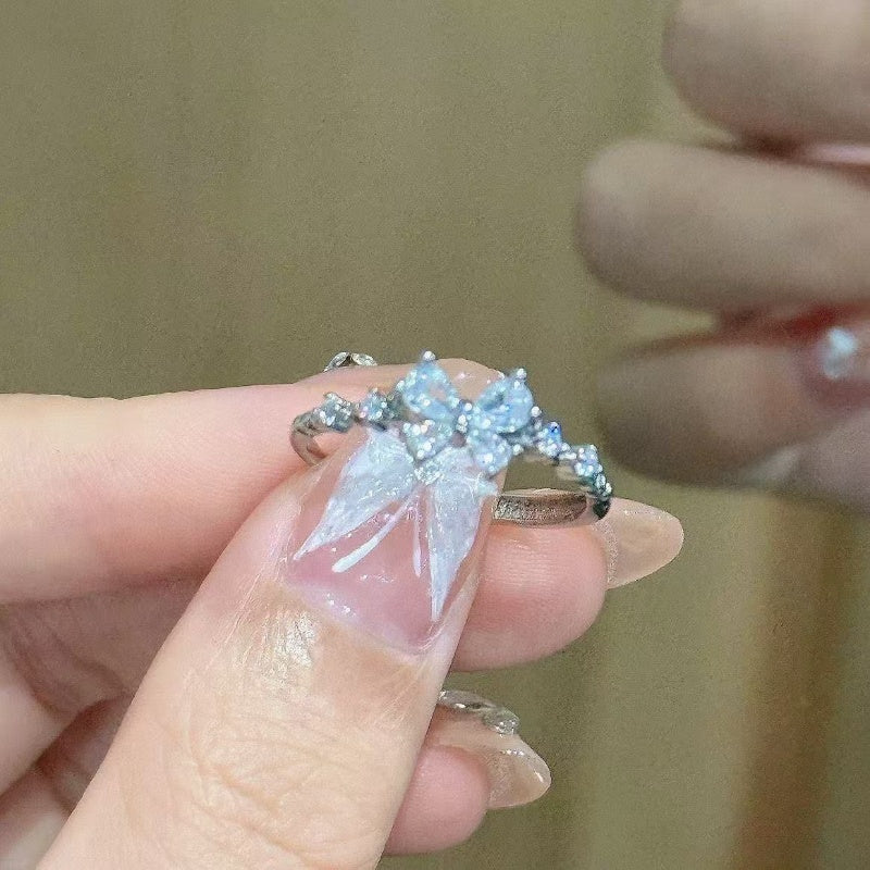 2PC  Sweetheart Bow Rings, Silver Best Friend Matching Rings, Niche Design Birthday Gift For Her