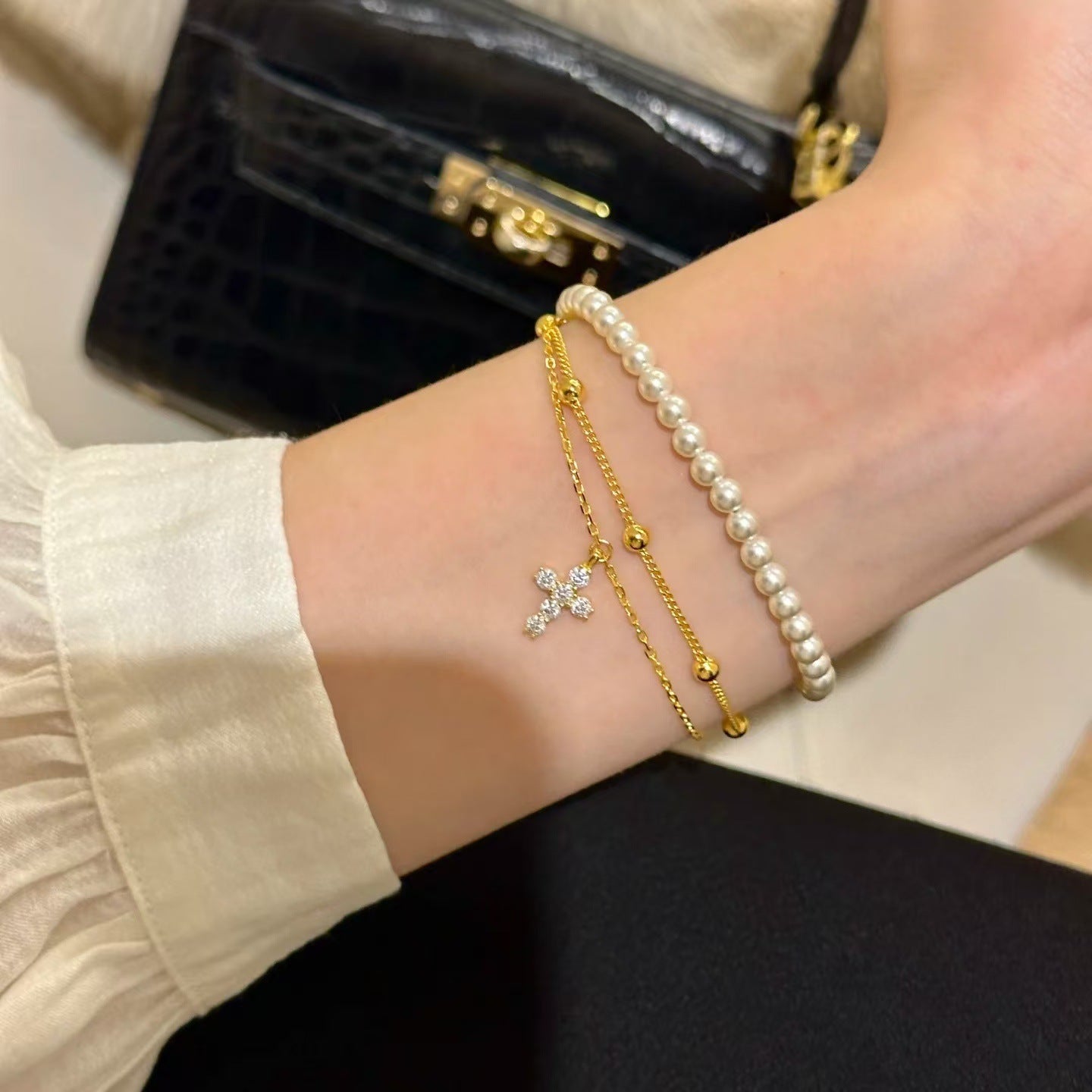 Womens Fashionable Vintage Double-Layer Bracelet