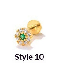 Geometric Diamond-studded Flat-head Helix Piercing Earring