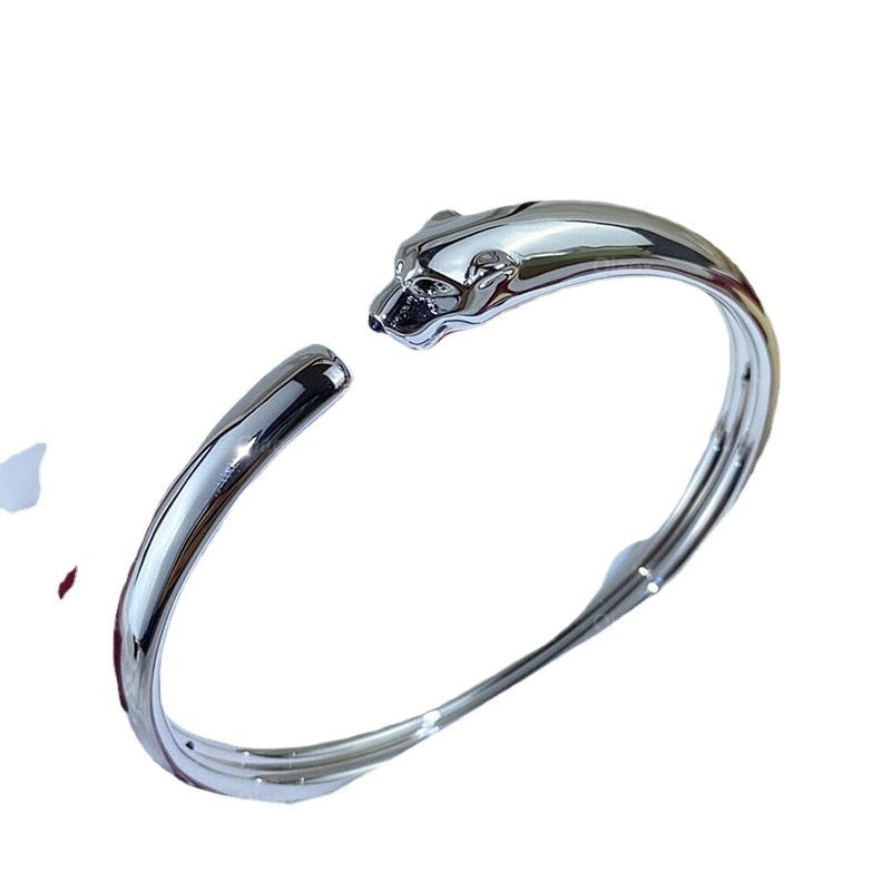 Leopard Full Diamond Bracelet For Women Smooth Surface Bangle