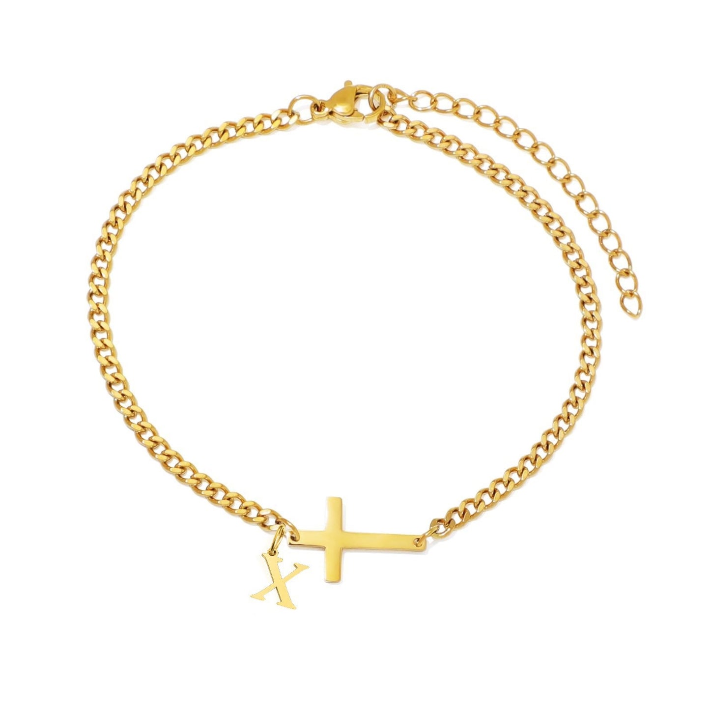 18K Stainless Steel Cross 26 Letter Fashionable And Simple Bracelet