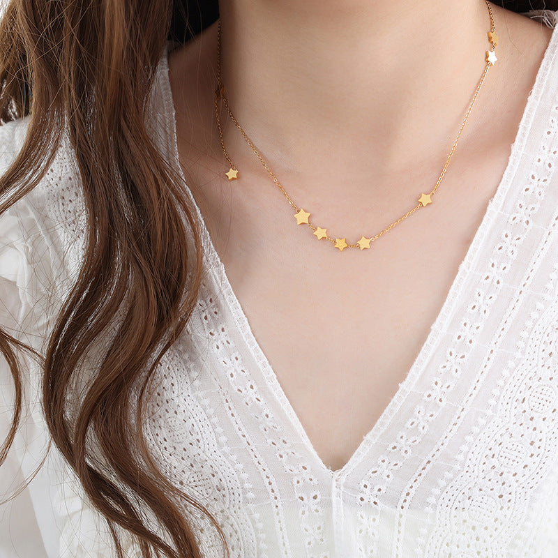 French-style Natural Five-Pointed Star Light Luxury Tassel Clavicle Chain
