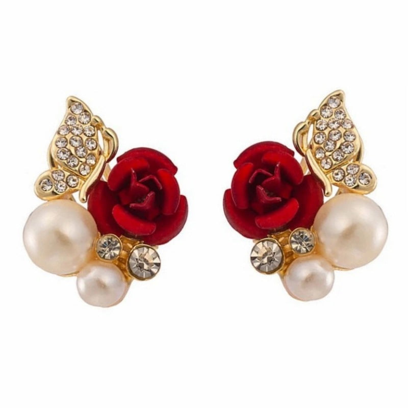Fashionable Womens Accessories Rose Flower Pendant Earrings