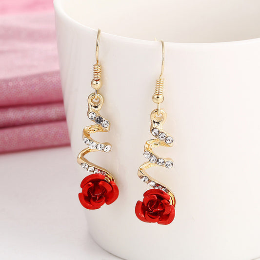 Fashionable Womens Accessories Rose Flower Pendant Earrings