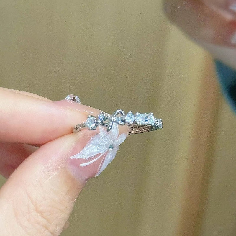 2PC  Sweetheart Bow Rings, Silver Best Friend Matching Rings, Niche Design Birthday Gift For Her