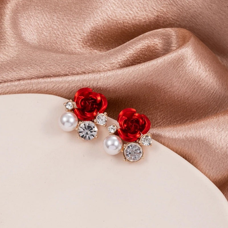 Fashionable Womens Accessories Rose Flower Pendant Earrings