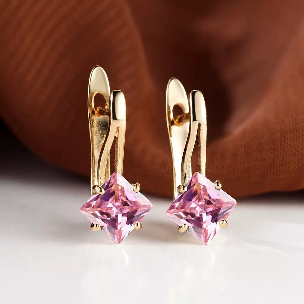 Stylish New Purple Zircon Geometric Earrings