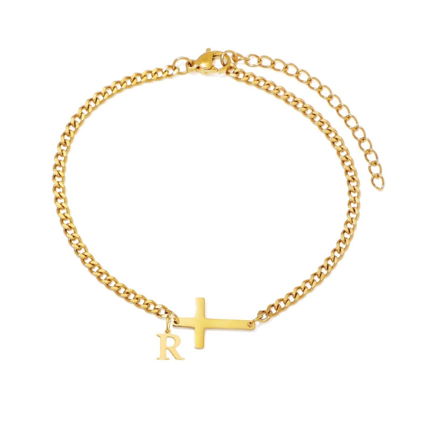 18K Stainless Steel Cross 26 Letter Fashionable And Simple Bracelet