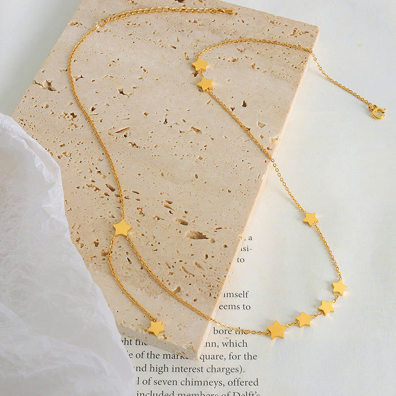 French-style Natural Five-Pointed Star Light Luxury Tassel Clavicle Chain