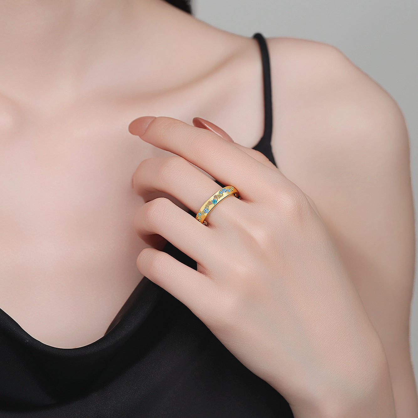 S925 Sterling Silver Ring Jewelry With A Starry Sky Design