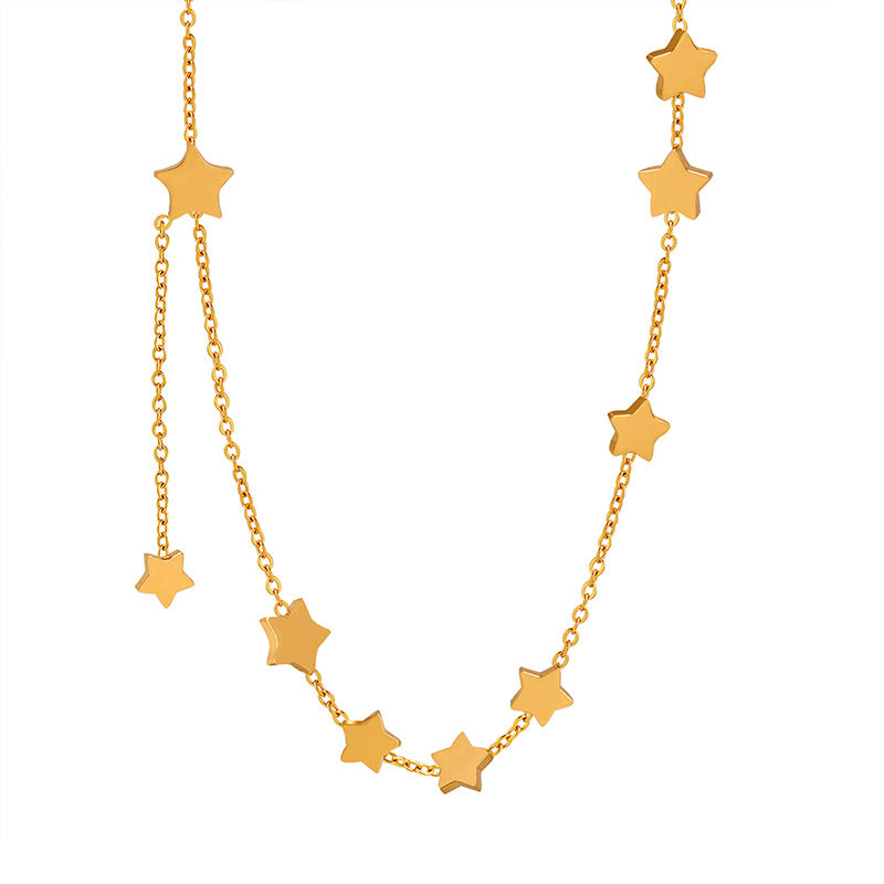 French-style Natural Five-Pointed Star Light Luxury Tassel Clavicle Chain