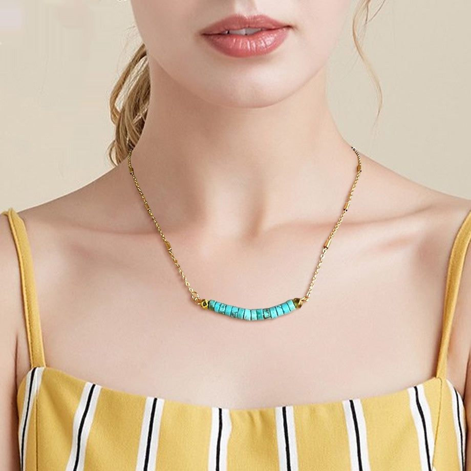 Turquoise Clavicle Chain Womens Necklace Jewelry