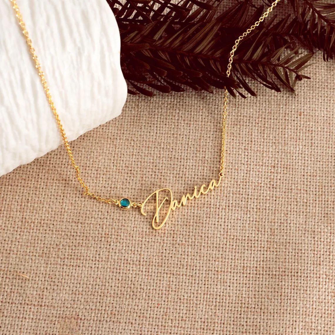 DIY Personalized Stainless Steel Letter Titanium Steel Name Pendant Birthstone Necklace