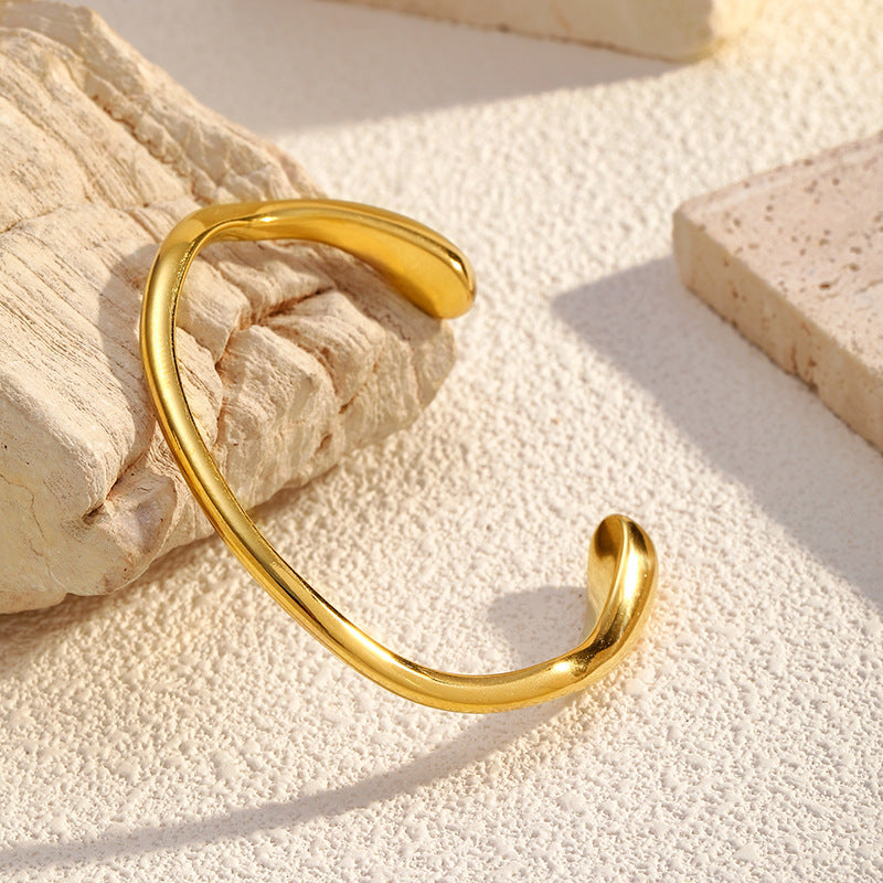 European And American Style Fashionable Stainless Steel Electroplated Open Cuff Bracelet