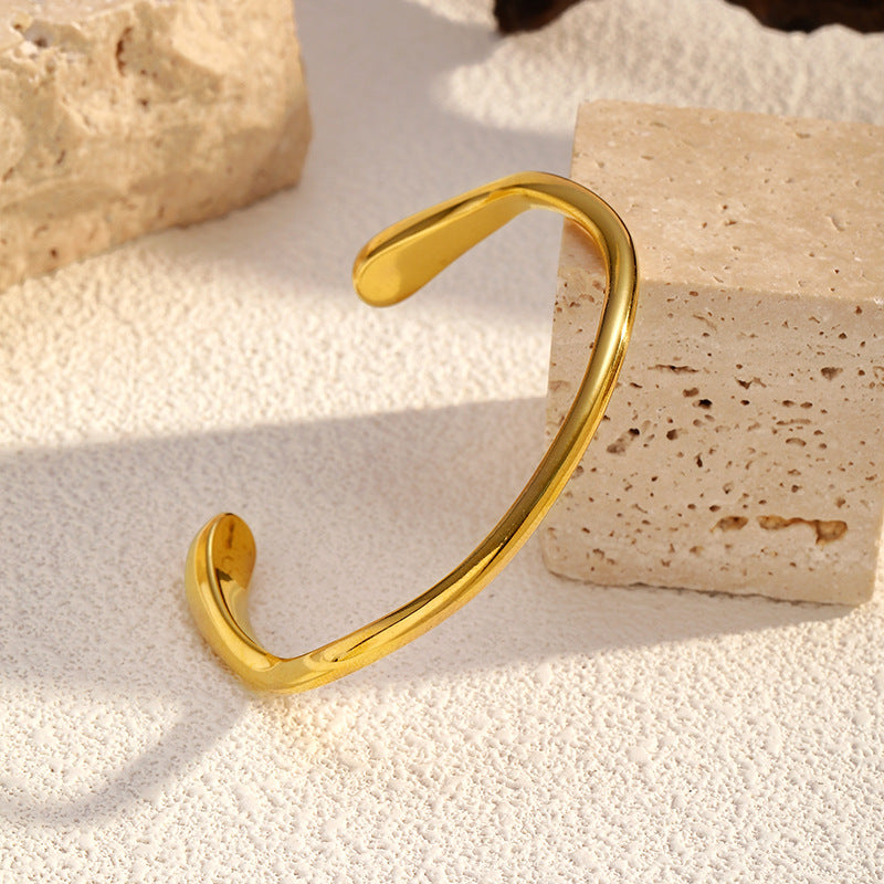 European And American Style Fashionable Stainless Steel Electroplated Open Cuff Bracelet