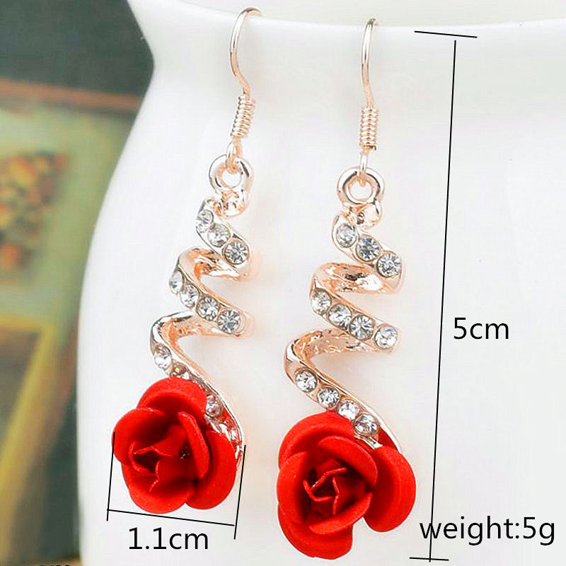 Fashionable Womens Accessories Rose Flower Pendant Earrings
