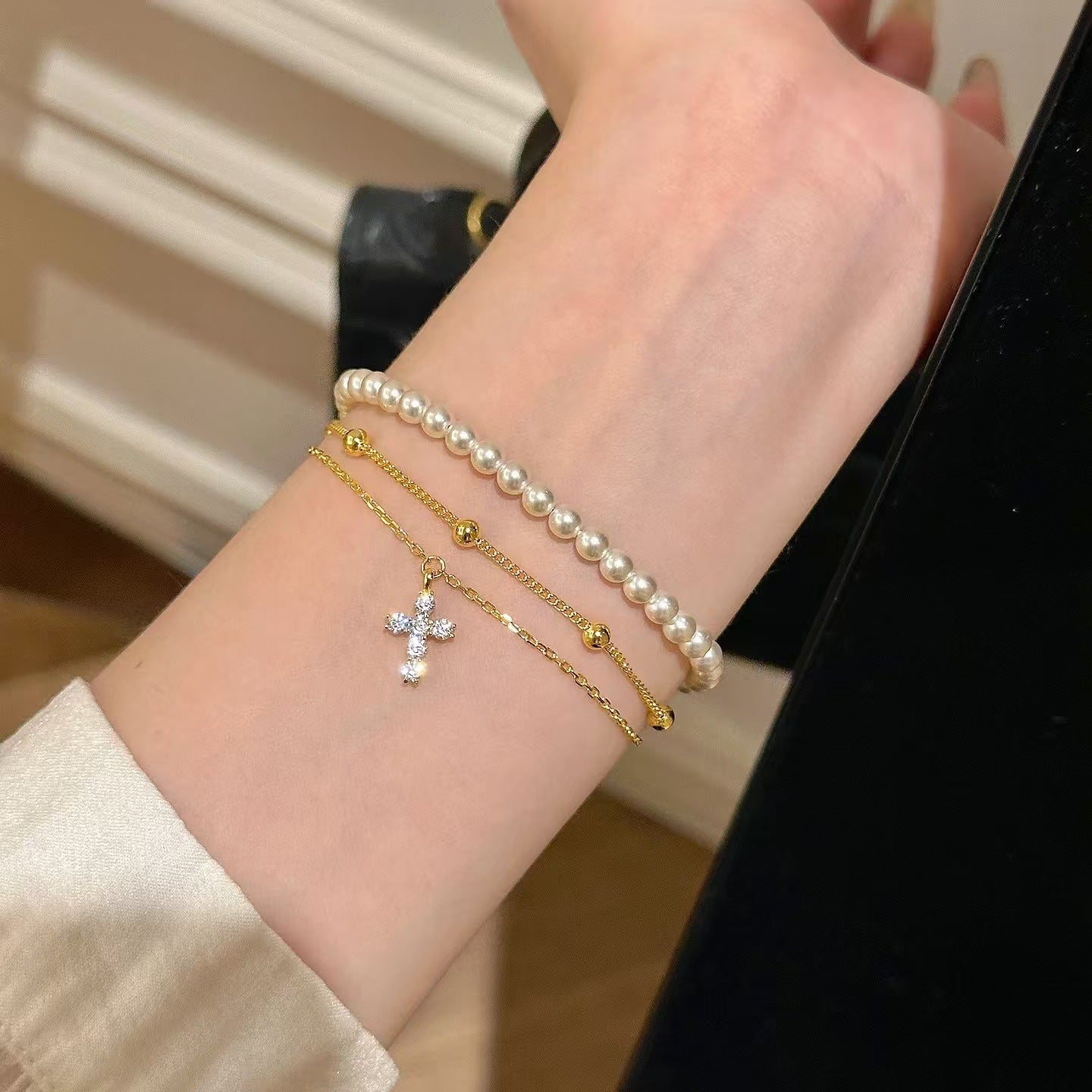 Womens Fashionable Vintage Double-Layer Bracelet