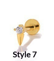 Geometric Diamond-studded Flat-head Helix Piercing Earring