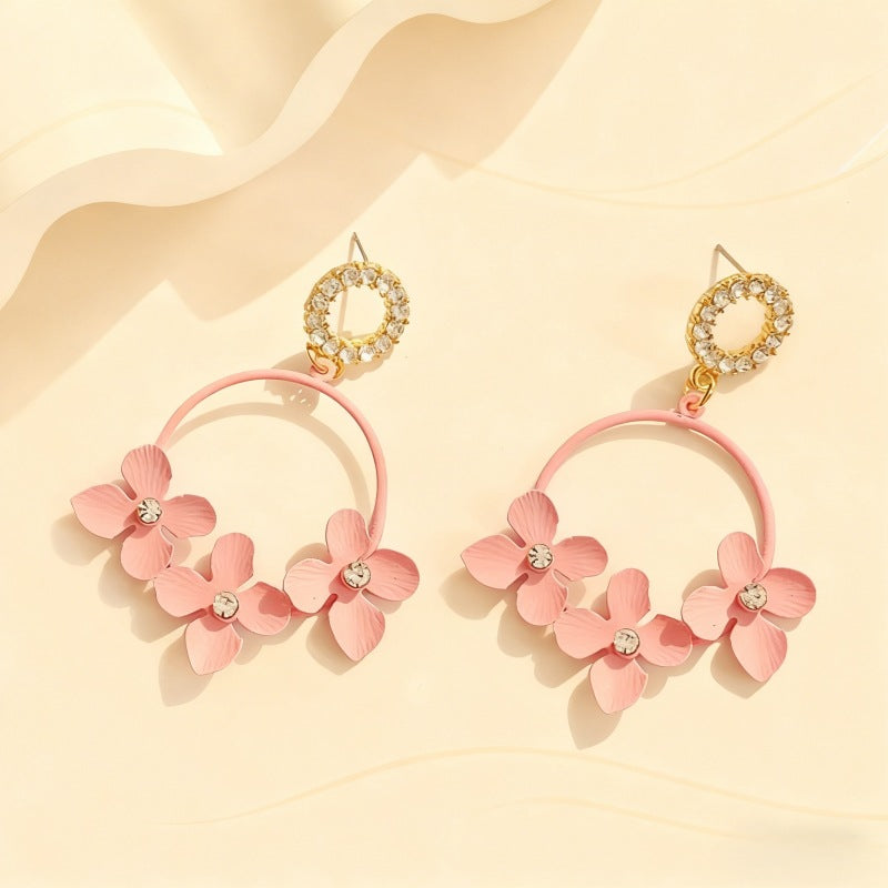 Fashionable Womens Accessories Rose Flower Pendant Earrings
