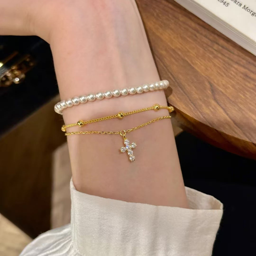 Womens Fashionable Vintage Double-Layer Bracelet