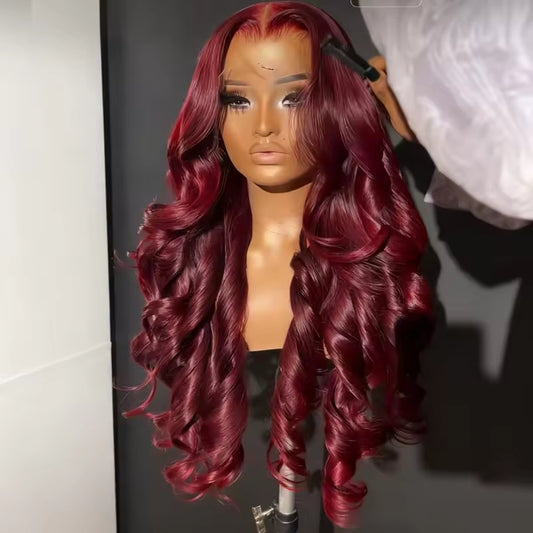 Body Wave Human Hair Wig 13x4 HD Burgundy Lace Front Wig Human Hair With Aligned Cuticle Brazilian Wig