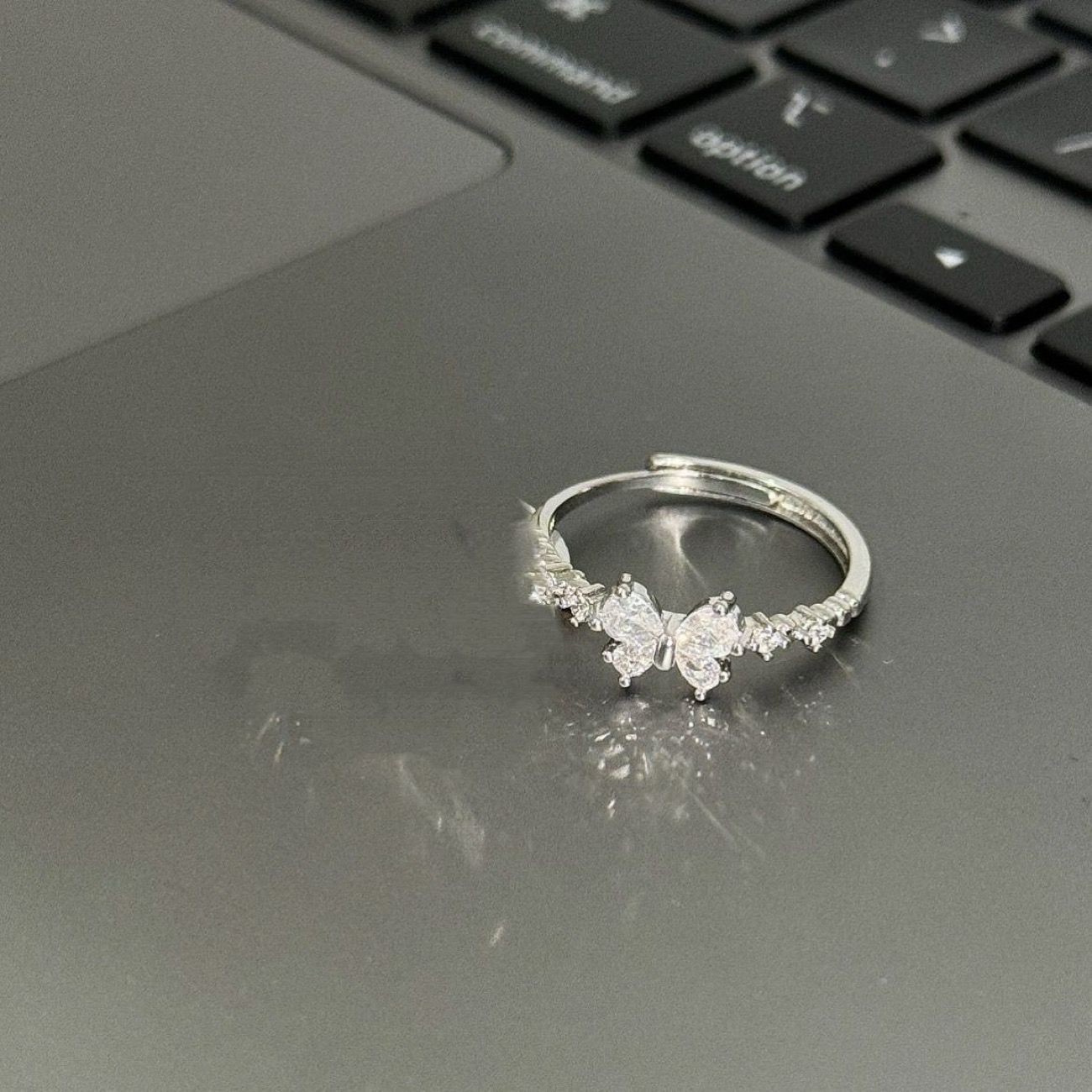 2PC  Sweetheart Bow Rings, Silver Best Friend Matching Rings, Niche Design Birthday Gift For Her