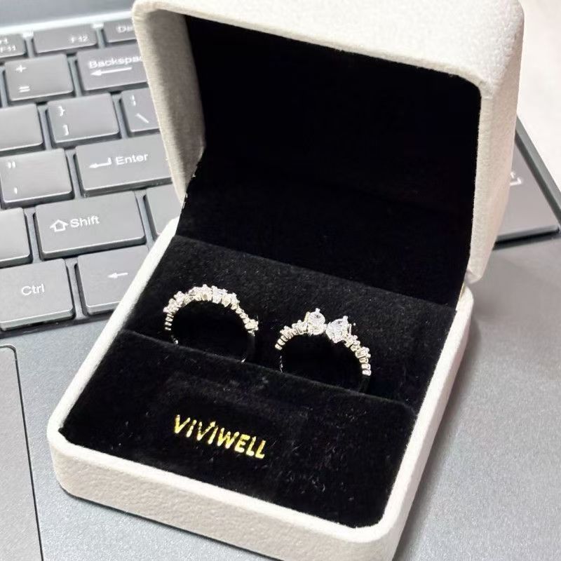 2PC  Sweetheart Bow Rings, Silver Best Friend Matching Rings, Niche Design Birthday Gift For Her