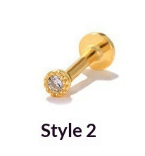 Geometric Diamond-studded Flat-head Helix Piercing Earring