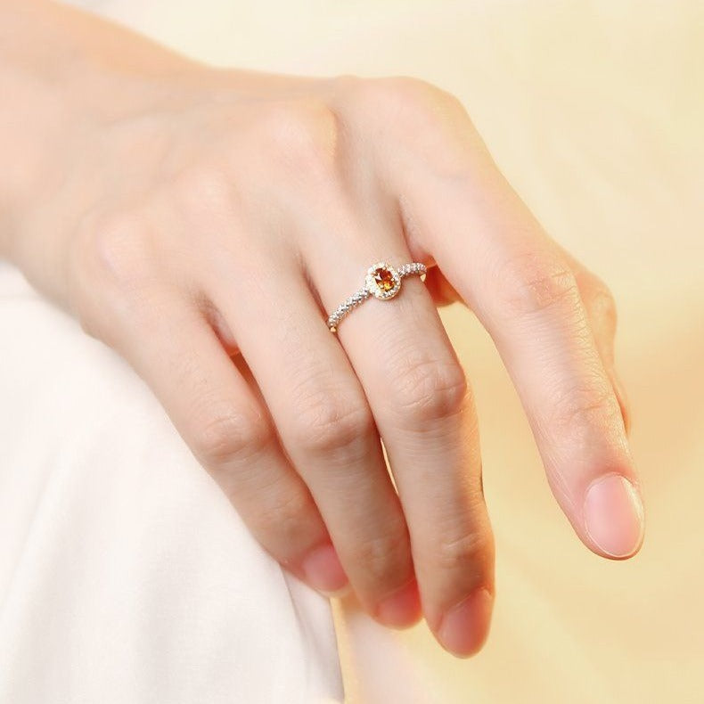 Japanese-style Ring For Women Inlaid With Red Zircon