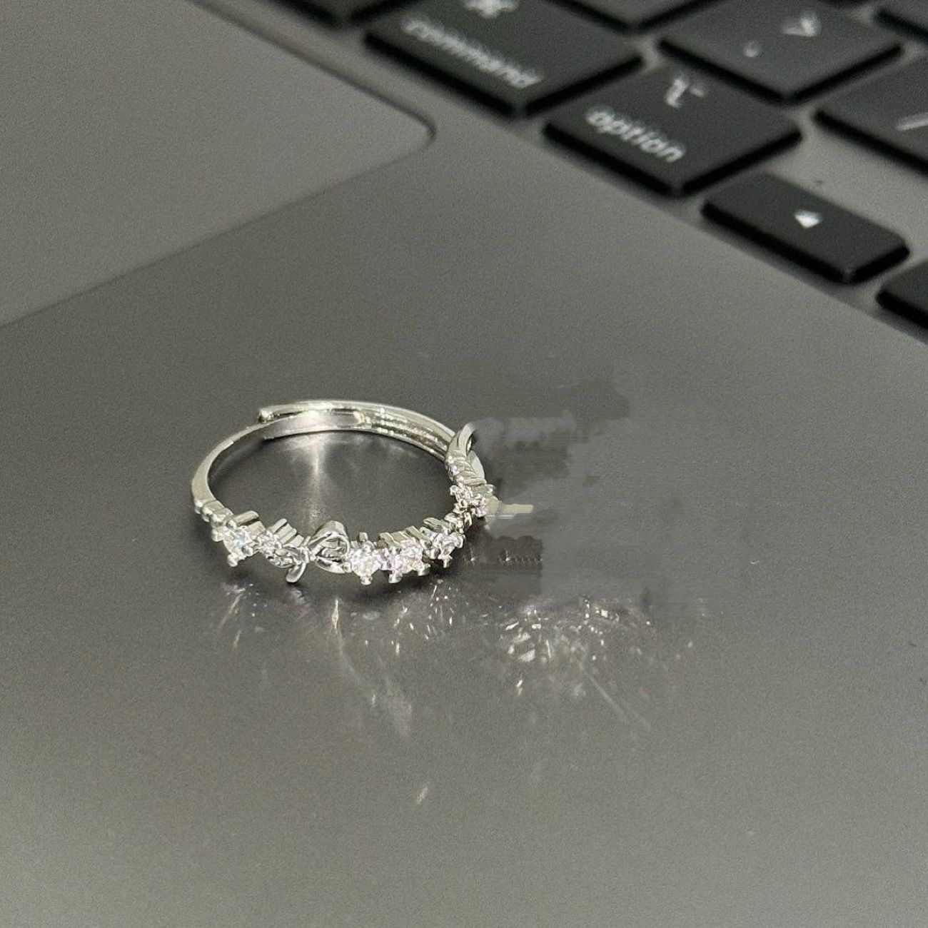 2PC  Sweetheart Bow Rings, Silver Best Friend Matching Rings, Niche Design Birthday Gift For Her