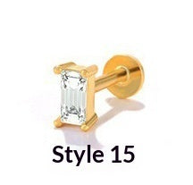 Geometric Diamond-studded Flat-head Helix Piercing Earring