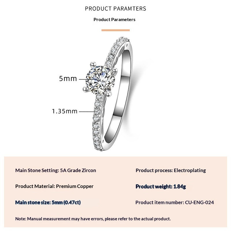 Geometric Square Design Zircon Ring For Women